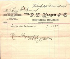 1895 P.L. Hargett & Co. Frederick MD Clover Seed Billhead picture