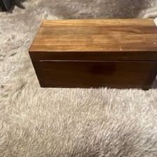 Wooden Hinged Trinket Box Brown Rectangle Wooden Storage Box with Hinged Lid 4X8 picture