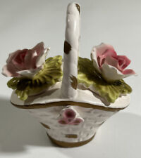 MCM, Dan Brechner, Ceramic Flower Basket Holds Floral Salt/Pepper Shakers. VGC picture
