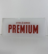 VTG Original CITIES SERVICE PREMIUM Glass Insert Pump Plate Used VGC RARE HTF picture