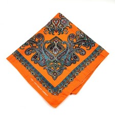 Vintage CHRREY Orange Paisley Bandana Handkerchief 100% Cotton Scarf  picture
