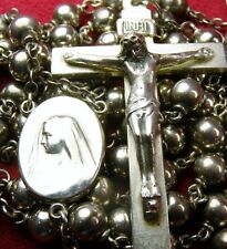 WWII CHAPLAIN'S 48 GRAMS STERLING CATHOLIC SCAPULAR MEDAL COMPLETE POCKET ROSARY picture