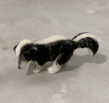 Vintage Skunk Figurine Ceramic Porcelain Miniature Black & White Playful 1.75