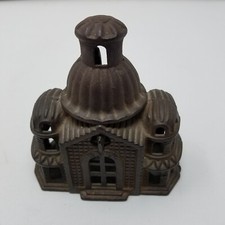 1899-1934 Vintage Antique A.C. Williams Domed Mosque Cast Iron Metal Bank Grey picture
