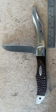 Vintage 1970 Case XX USA 6265 SAB 10 Dot Folding Hunter Knife Jigged Wood picture