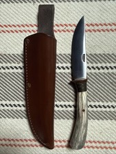 Behring Made Knives J. Behring Made Pintail Hunter Moose Tine & Sheath Brand New picture