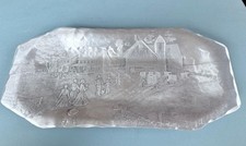Wendell August Signed Aluminum Dish 12 X 5 3/4 Amish Farm 'The Gathering' Scene picture