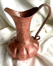 Vintage Copper Pitcher Hand Hammered Original Patina Copper Vase / Old Water Jug picture
