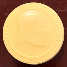 Freeport Sulphur Company Ivory Embossed Advertising Paperweight Nine Locations picture