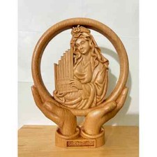 Saint Cecilia - Wooden Carving Picture, Religious Statue Wall Christmas Decor picture