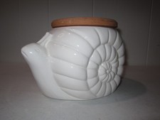 Vintage Ceramic Snail Planter White Marked Japan Brand New Never Used picture