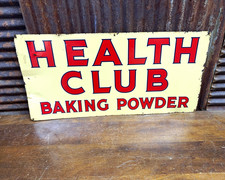 1950s Health Club Baking Powder Sign double sided Bakery country store 24x12” picture