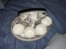 Vtg SilverPlate & 6  Porc Demi-Tasse Expresso  set Wedgewood Made In England picture