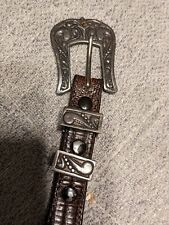 Vintage  Chacon Taos New Mexico belt  Phil Poirier Sterling 925 buckle size 28 picture