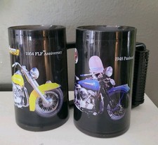 Harley Davidson 1948 Pan Head 1954 FLF Anniversary 1999 Frosty Mug Set Vintage picture