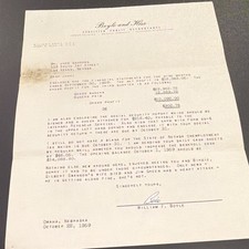 Vintage 1959 Las Vegas Sports Book Wagering Financial Letter to Jackie Gaughan picture