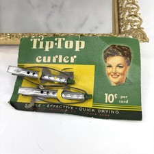 Vintage Wartime 1940s Hair Clip Tip Top Metal Clamp Curlers Cardstock Pinup picture