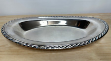 Vintage 1950s WM Rogers Silver plate Oval Rope Edge Bread Tray 12.5