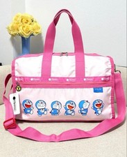 LeSportsac x Doraemon 2WAY Boston Carry-On Bag with Pouch Pink New Tags picture