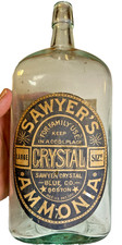 Antique Sawyer’s Crystal Ammonia Bottle Boston Massachusetts Large Label 1905 picture