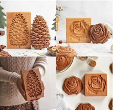Christmas Wooden Gingerbread Cookie Mold Carved Shortbread Cookie Cutter Molds picture