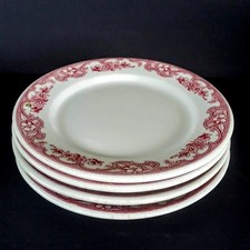 Wellsville Majestic Luncheon/Salad Plate LOT of 4 Red Floral Restaurant Type MCM picture
