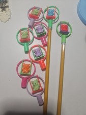 Set of 8 Vintage 1980s Animals on a Swing Pencil Toppers NOS Vending Toys picture