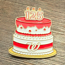 125th anniversary pin. Walgreens. Celebration cake. picture