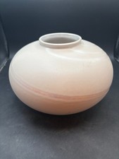 Vintage Bay Keramik W Germany White Iridescent Pearl Pottery Bowl Vase picture
