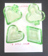 DEGENHART GLASS 4 PC CARD SALTS HEART DIAMOND SPADE CLUB APPLE GREEN NEW W/ BOX picture