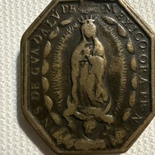 Antique 18th Century Our Lady Of Guadalupe Prilgrimage St Jerome Spanish Medal  picture