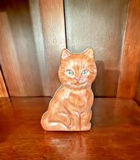 Vintage Orange Tabby Cat Shaped Tin The Tin Box Company 6 in picture