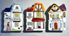 Lot 3 Vintage TAKAHASHI, San Francisco Victorian House Wall Pocket Vases, 4.5” picture