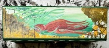 Jacqui Stanley Signed Hand Painted Wooden Box 2007 Giant Pacific Octopus Art picture