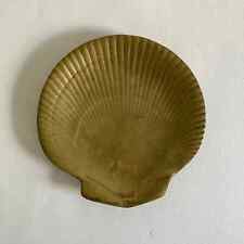 20th Century, Solid Brass Shell Bowl Trinket Dish, Patinated Brass Seashell Dish picture