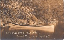 RPPC Clear Lake Iowa Two Lovers on a Canoe 