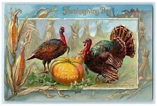 c1910's Thanksgiving Day Turkey And Pumpkin Corn Embossed Tuck's Posted Postcard picture