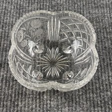 Clear Etched Glass Pedestal Candy Dish Serving Bowl picture