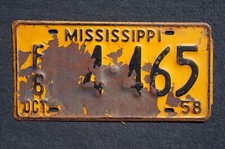 1958 Mississippi TRUCK License Plate picture
