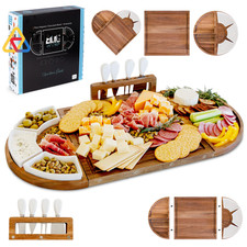 Large Wooden Charcuterie Board Set (Oil Finish) - 3-Piece Large, Brown  picture
