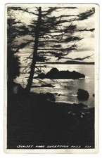 Sunset at Deception Pass RPPC Vintage Scenic Sea View Card Portland OR picture