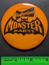Vintage Budweiser Halloween Monster Party Pinback Pin picture