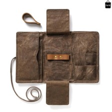 Waxed Canvas Tobacco Pouch for 2 Pipes, Smoking Tobacco Pipe Pouch with Folda... picture