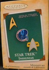 2004 Hallmark Keepsake Ornament Star Trek Insignias Miniature Set Of 3 picture
