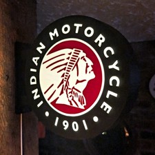 Indian Motorcycle 1901 Round Lighted Double Sided Sign Indian Motorcycle 1901 picture