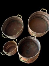 RARE Antique Turkish Copper Nesting Pots Lot Of Four. Hand Hammered. Persian HTF picture