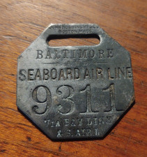 Authentic antique SEABOARD AIR LINE RAILWAY Baggage/Luggage Tag 1900-1930s picture