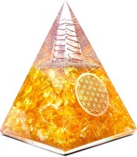 Orgone Citrine Pyramid for Success Handcrafted Orgonite Crystal Pyramid for E... picture