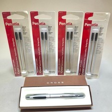 Cross Vapor Ballpoint Pen Silver Black Case W/ 4 Packs Sealed Penatia Refills picture