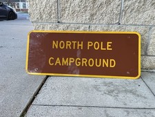 North Pole Campground Adirondacks New York Metal Highway Sign Hiking Christmas  picture